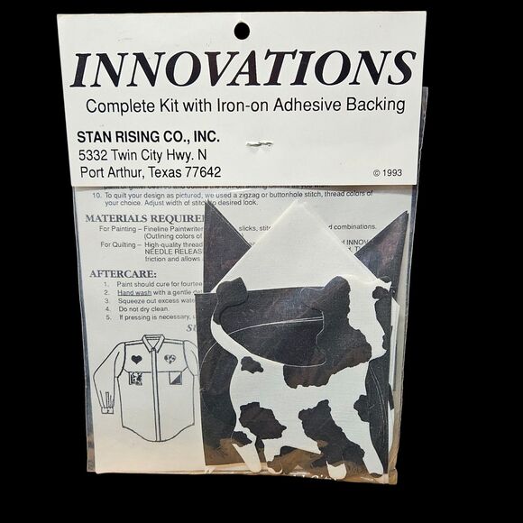 Vtg Complete Kit with Iron- on Adhesive Backing Cow Theme Stan Rising Co. 1993 - Picture 3 of 7